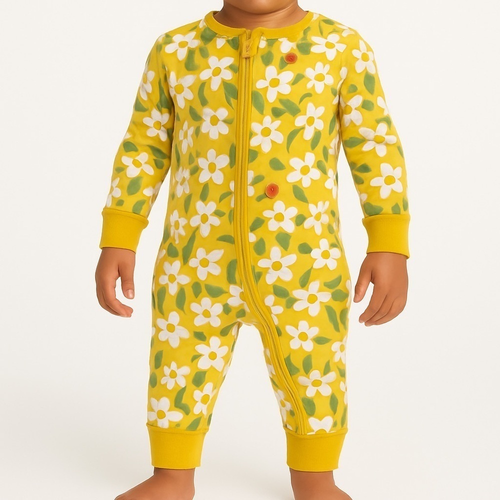 Old Navy Yellow Floral Long Sleeve Onesie